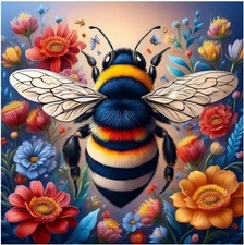 Tile Mural Colorful Floral Bumblebee Flowers Kitchen Bathroom Wall Backsplash