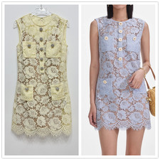 Self-Portrait Eyelash lace A-Line Sleeveless Round neck Dress Dresses