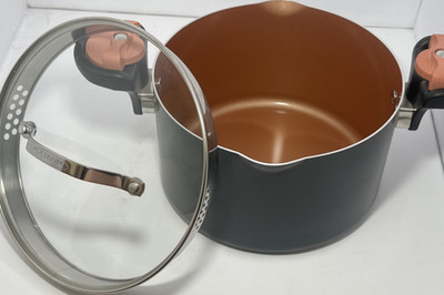 Gotham Steel Ceramic Coated Stockpot Black Copper with Glass Lid Never Used 