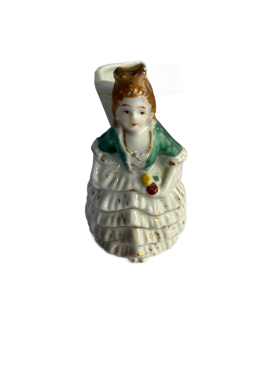 女性の置物 Occupied Japan Miniature Lady Figurine Vase Porcelain Decorative