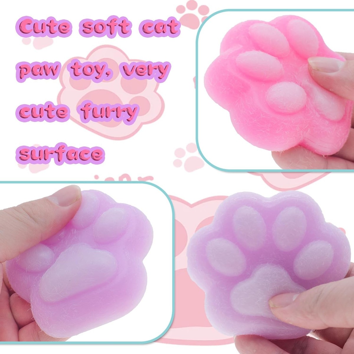 Set De 6 Juguetes Anti Estrés – 2 Galletas Y 4 Patitas De Gato De TPR, Suaves Y Apretables, Montessori Sensory Toy Para Niños Y Adultos, Alivia La Ansiedad Y Mejora La Concentración