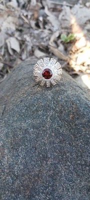 Brazilian Cherry Citrine & Brown Zircon Sunset Ring Size 8.