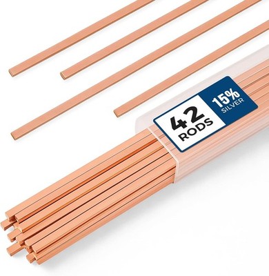 42 pcs Brazing Rods AWS BCuP-5 15% Silver Solder Phos Copper Brazing Alloy Flat