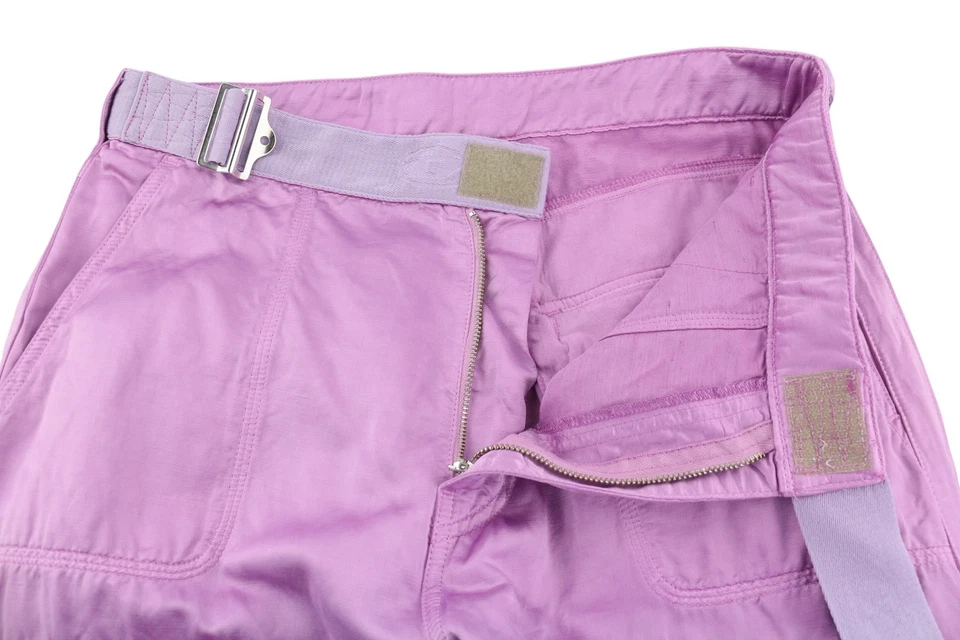 Pantalones DIESEL para mujer ~W30 rosa cargo satinado aspecto brillante bolsillos con parche con cinturón Foto 4 de 4