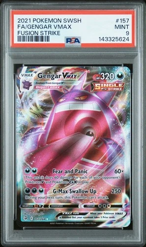 2021 POKEMON SWORD & SHIELD FUSION STRIKE #157 FULL ART/GENGAR VMAX PSA 9