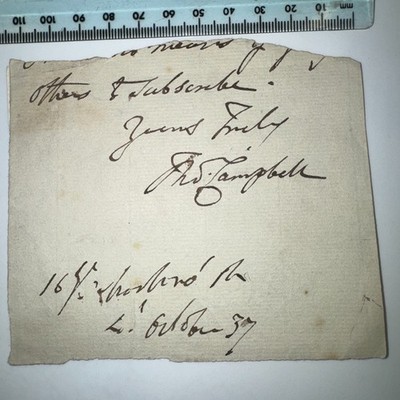 Thomas Campbell Scottish Sculptor Clipped Autograph Signature 1837