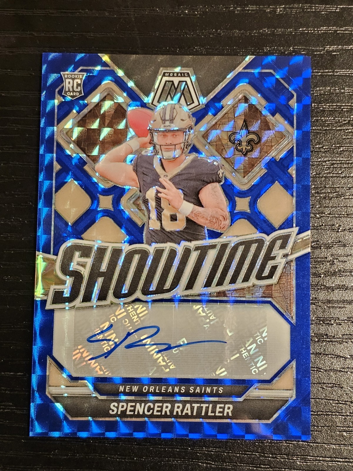 2024 Panini Mosaic Spencer Rattler Showtime Signatures Blue Rookie Auto /99