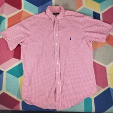 Ralph Lauren Gingham Button Down Shirt Classic Fit Long Sleeve Mens Size XLT