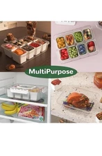 Split serving tray with lid and handles, 8 compartments, charcuterie organizer