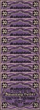 Wien - Vienna 20 Heller Notgeld, 1920, Kodnar-Kuenstner #1183.II.f X 10 PCS