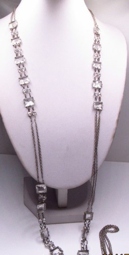 Vintage Art Deco Crystal Necklace Revival Long Multi Strand - Picture 5 of 8
