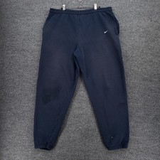 VINTAGE Nike Jogger Mens L Large Blue Sweatpants Fleece Elastic Waist Swoosh USA