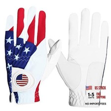 Golf Gloves Men 1 Pack with Ball Marker for Hand Right, X-Large USA Flag Left