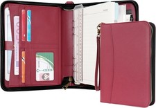 WASON Portfolio A5 Binder Journal with Zipper - Leather pu Writing Notebook Padf