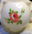 Vintage GWTW Milk Glass Ball Lamp  Shade with  Hand Painted Roses 4" fitter (160