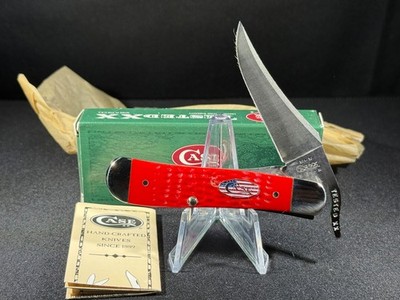Case XX 2002 Fire Engine Red USA Flag Shield (RARE!) Russlock 61953L Knife WOW!!