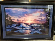 Signed Christian Riese Lassen Print Framed 41.5 x 30.5 "Romance of the sea".