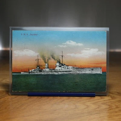 SMS Seydlitz Schlachtkreuzer Kaiserliche Marine 1914 Litho gelaufen AK - Bild 1 von 4