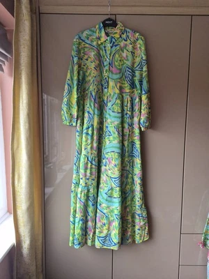 Zara Bright Colourful Abstract Voluminous Oversized Maxi Cotton Dress Size S - Image 1 of 4