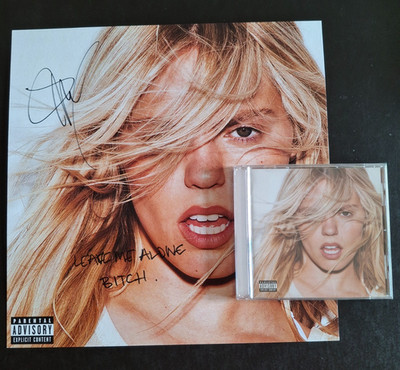 RENEE RAPP BITE ME CD & SIGNED /AUTOGRAPH 12'' ART CARD & HER HANDWRITTEN LYRICS