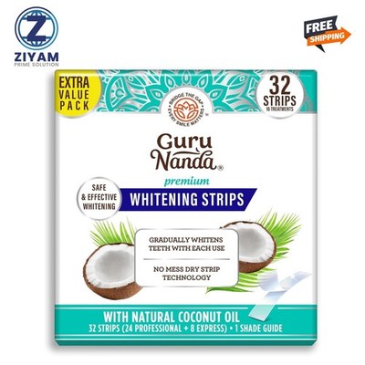 GuruNanda Teeth Whitening Strips 32 Count   7 Day Non-Slip Whitening Kit