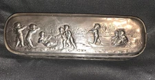 120.8 G. German Repousse 800 Silver Snuff Box-Cherubs And Children At Play