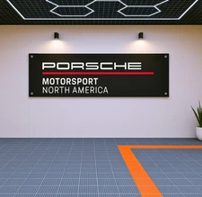 Decoration Porsche Motorsport Flag Banner 71x24" – Garage or Office Decor