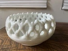 Vintage Westmoreland Milk Glass Rose Bowl 7” Pierced Lace Doric Edge Marked