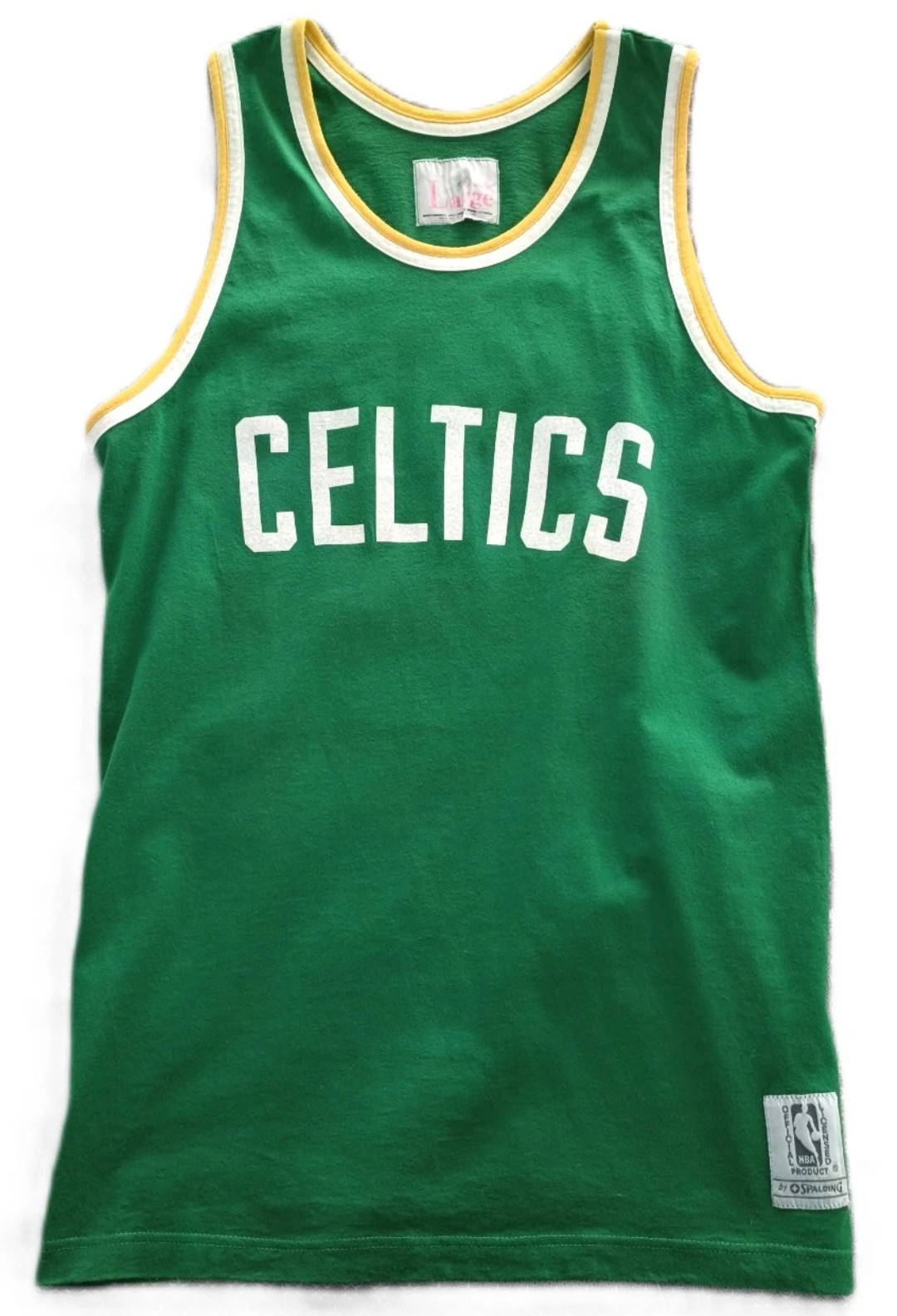 Vintage 90s Boston Celtics Jersey Spalding NBA Product Tank Top Green Cotton L