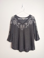 Sussan Womens Grey 3/4 Sleeve Lightweight Jumper Viscose Knit Top Size L