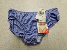 Warner's VINTAGE 90s Bright Stripes Satin High Leg Brief V Kini Panty Large 7