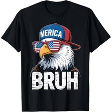 American Eagle Bruh Graphic T-Shirt Patriotic USA Flag Boys-Medium-NWT