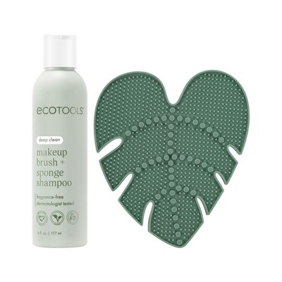 EcoTools Makeup Brush Cleansing Pad + Deep Clean Shampoo 2 Count, Green