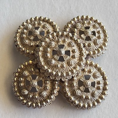 Vintage Brooch Pin Ornate Detailed Shield Cluster 2.5''