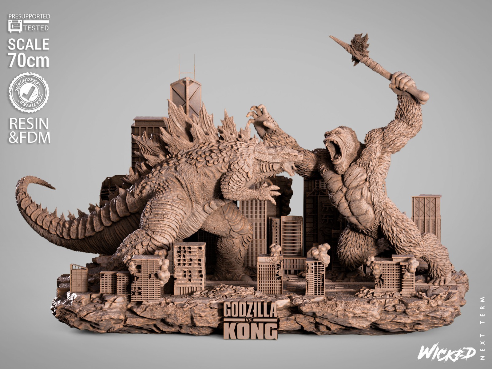 Kong vs Godzilla 3D Resin Print Diorama Bausatz zum Zusammenbauen und Bemalen