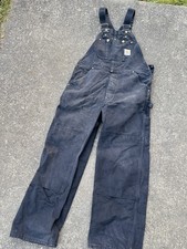 Vintage Black Carhartt Double Knee Overall Bibs Men  s Size 32x28