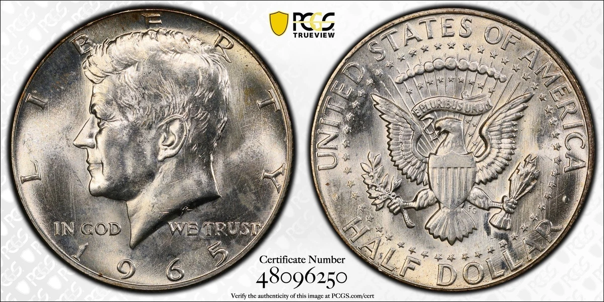 PCGS Certified MS 65 Graded 1965 Kennedy US Half Dollars (1964-Now