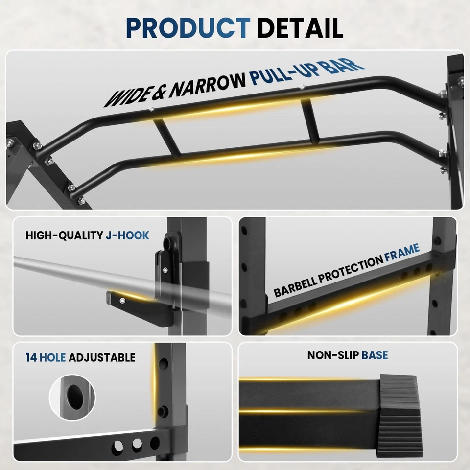 Jaula para sentadillas multifunción Power Rack 1200 lb ajustable para gimnasio comercial en casa Foto 4 de 4