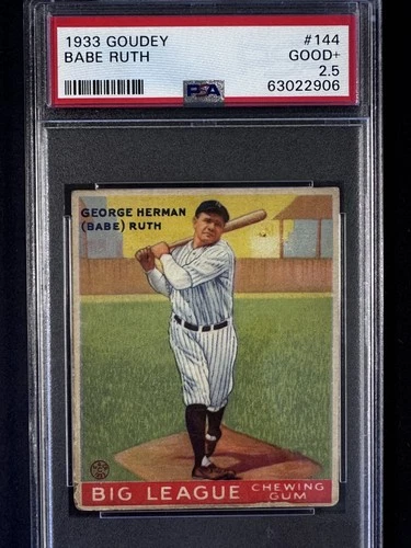 1933 Goudey BABE RUTH #144 New York Yankees HOF ICONIC CARD PSA 2.5 GOOD+