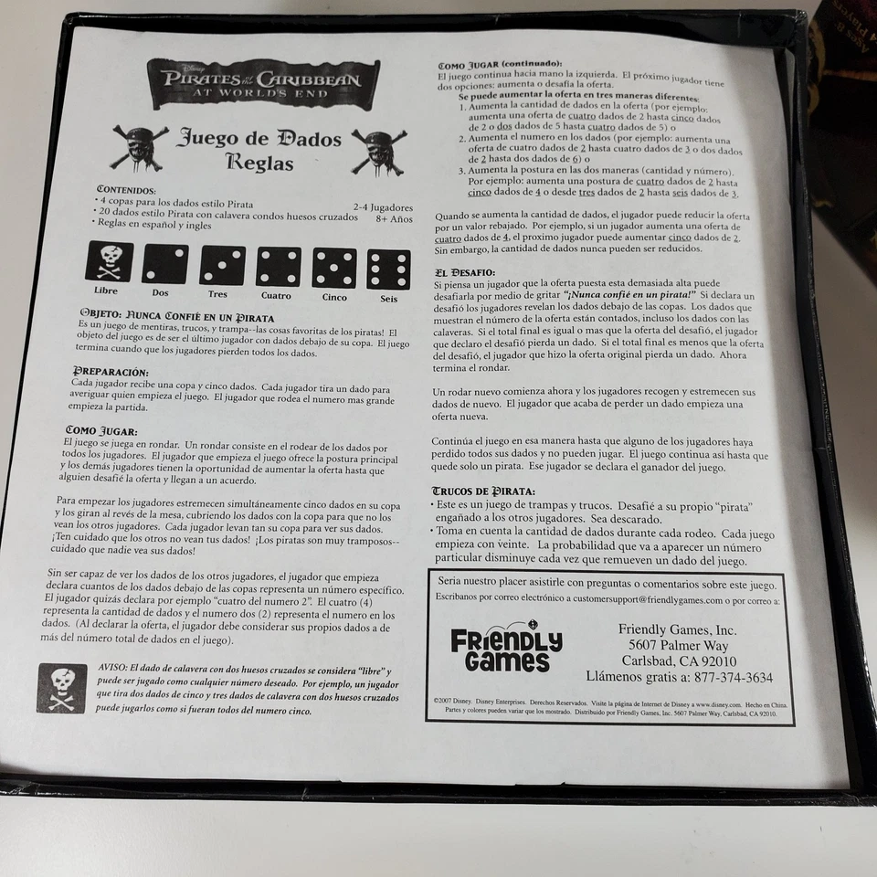 Piratas del Caribe Piratas Dados Mentirosos 2007 Disney At Worlds End Completo Foto 3 de 4