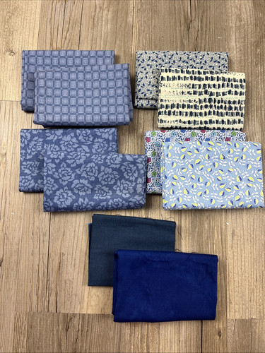 Lot Of 10 Blue Fat Quarters Quilting Fabric 100% Cotton Fabric Mixed Patterns