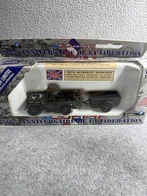 Solido 4494/55 Jeep & Trailer 50th Anniv Lib France 2nd Bat Royal Ltd 1:43 + box