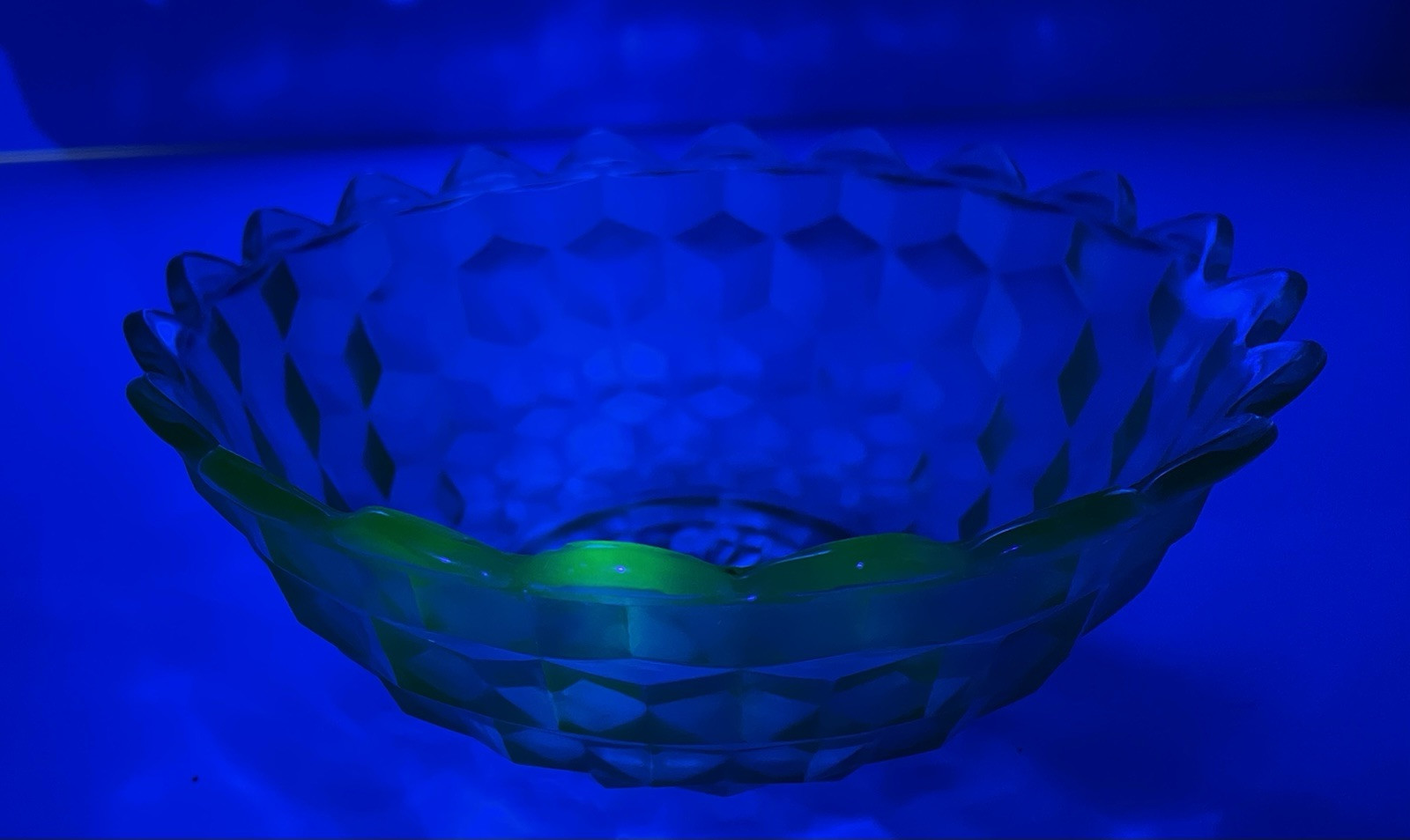 Vintage Green Depression Glass Jeanette/Cube Pattern 7.25 Inch Bowl