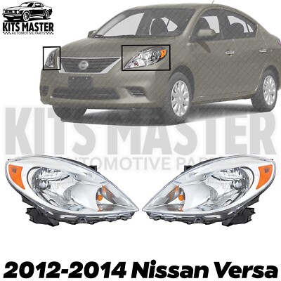 NEW Headlight Halogen Pair Left & Right Side For 2012-2014 Nissan Versa Sedan