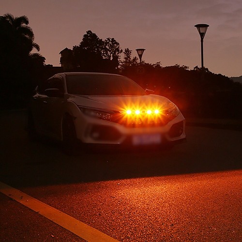 4X Amber LED Front Grille Grill Running Lights Smoked For Ford F150 Raptor Style - Picture 11 of 12