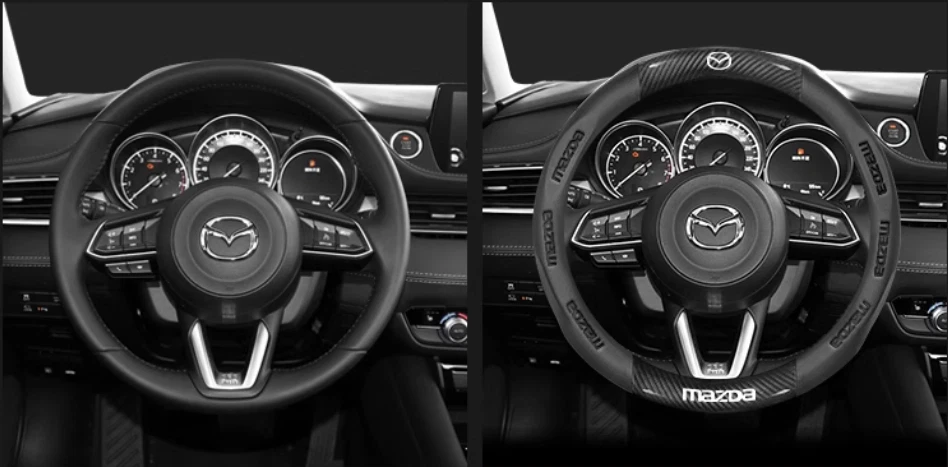 15" PU Leder+Kohlefaser Lenkradabdeckung für 1998-2025 Mazda Alle Autos - Bild 2 von 4