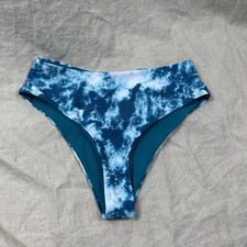 Zaful Women's Blue Tye-Dye High Waisted Cheeky Swim Bikini Bottoms Size Large