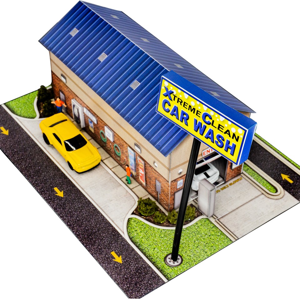 1/64 Xtreme Clean Car Wash Photo Real Scale Kit Hotwheels Scenery Track ...