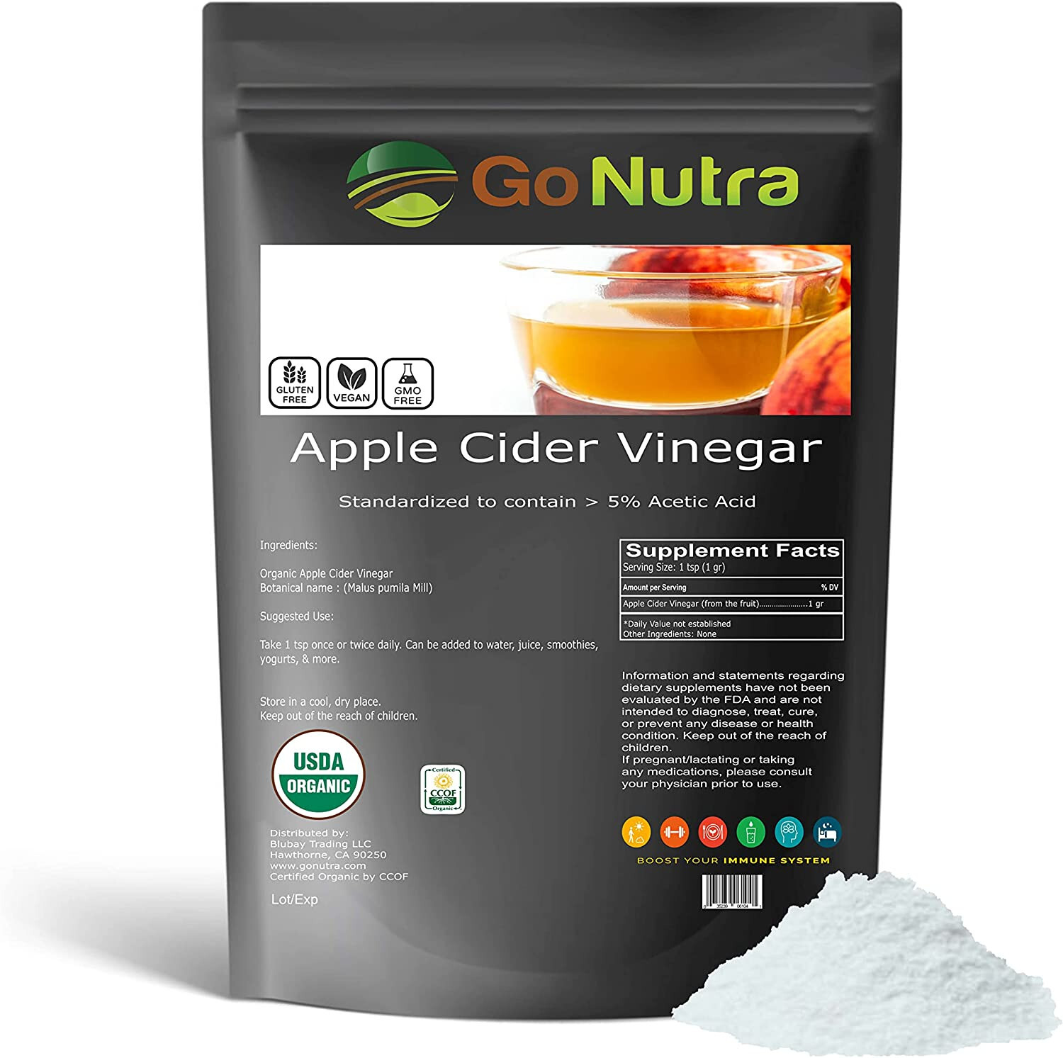 Apple Cider Vinegar Powder Organic 8oz. (ACV) 5 Acetic Acid Apple
