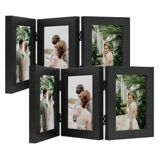 4x6 5x7 Triple Picture Frame Trifold Hinged Photo Frame with 3 Openings Desk Top